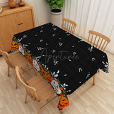 Aperturee - Aperturee Black Halloween Tablecloth with Jack o’ Lanterns for Spooky Pumpkin Themed Holiday Party Decor